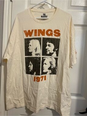 New Paul McCartney Wings 1971 Cream Graphic Tee XL oversized